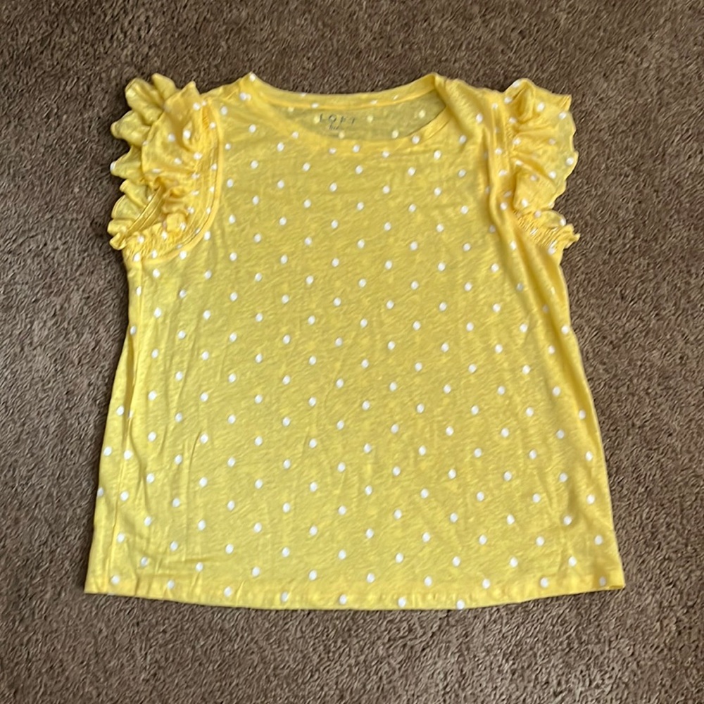 Loft Ruffle Sleeve Polka Dot Linen Top